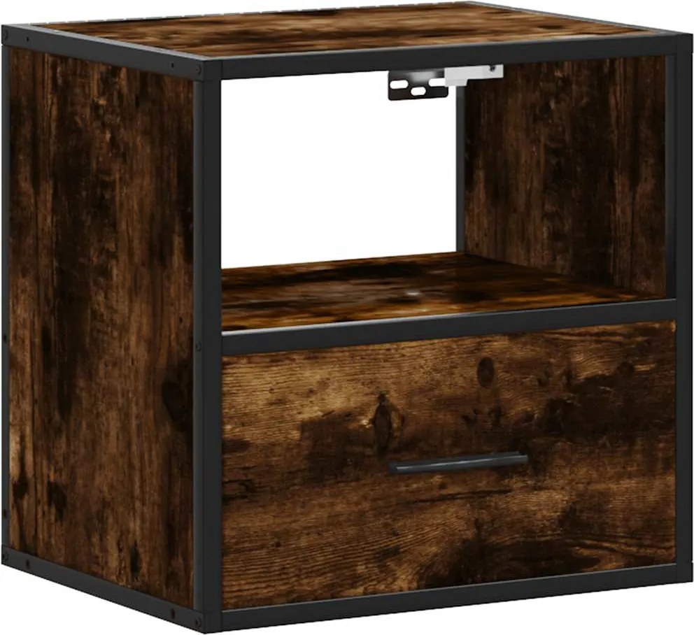 vidaXL Noptieră de perete, stejar fumuriu, 40x31x39,5 cm