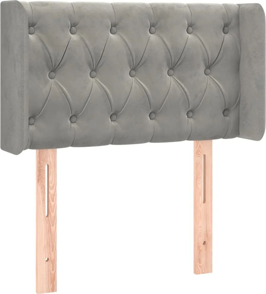 vidaXL Tăblie de pat cu aripioare gri deschis 83x16x78/88 cm catifea