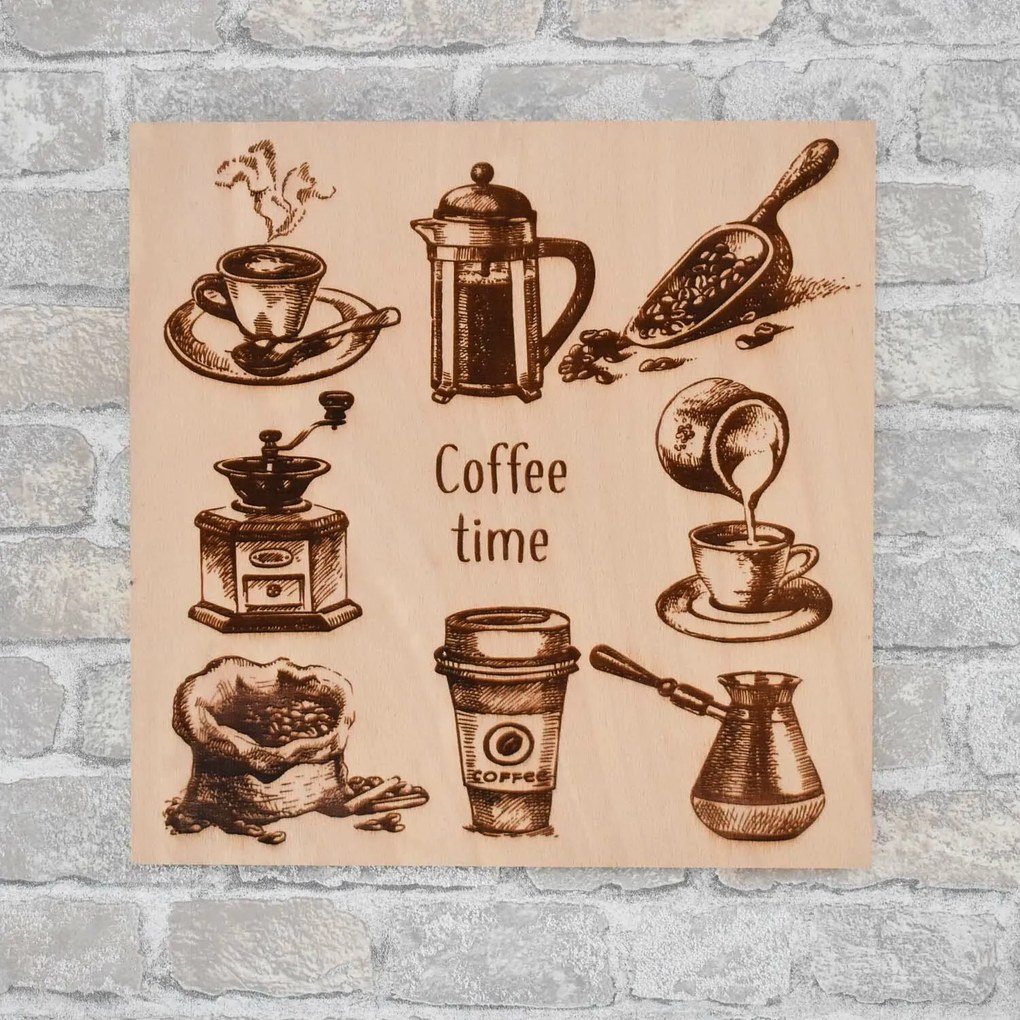DUBLEZ | Tablou din lemn pentru bucătărie - Cafea