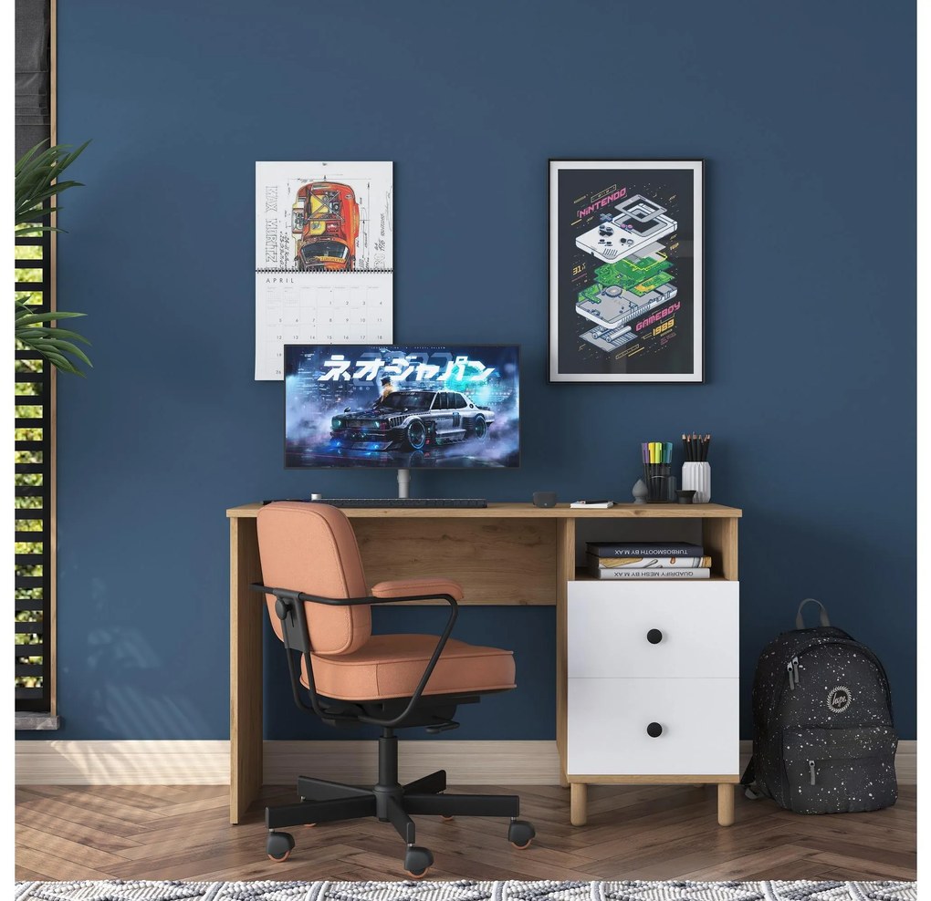 Masă PC Sikine 3 (Nuc + alb) . 1094988