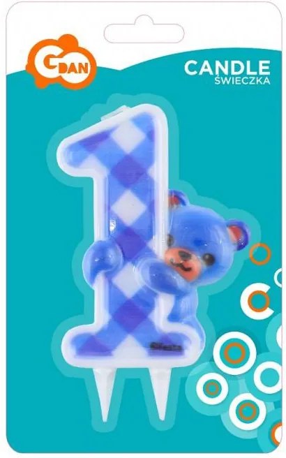 Numere Blue Teddy Lumânare de tort pentru prima aniversare
