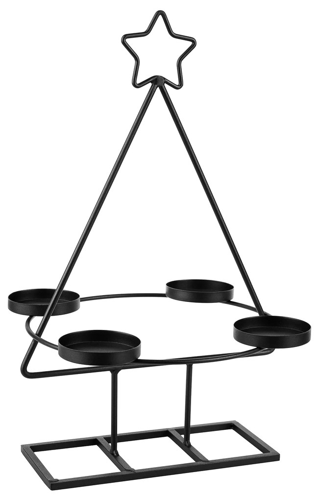 Coroană de Advent, neagră, metalică, BASIL