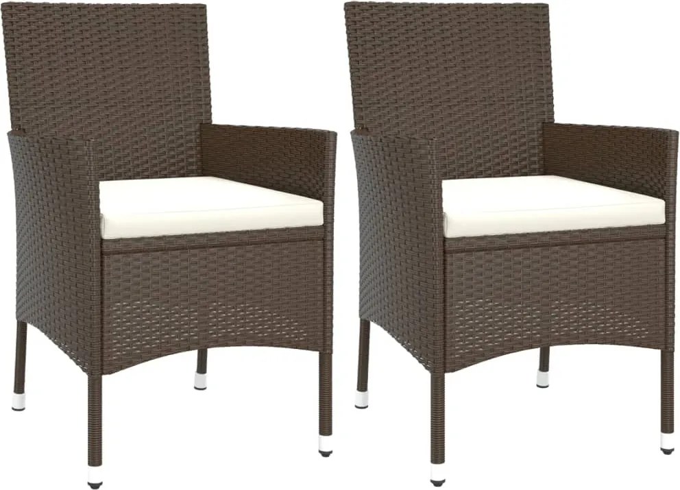 vidaXL Scaune de grădină cu perne, 2 buc., poliratan maro (doar UK/IE/FI/NO)