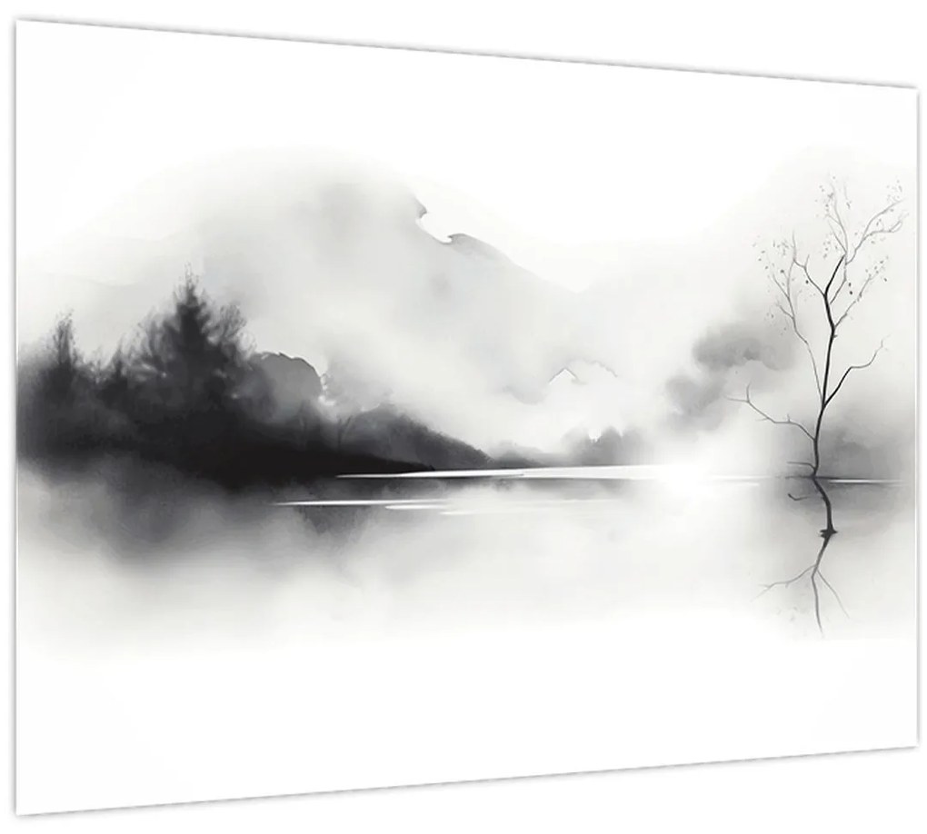 Tablou - pictură cu cerneală de peisaj (70x50 cm)