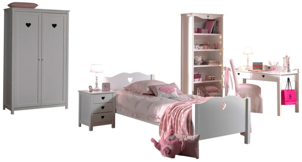 Set AMORI Mobilier Cameră Copii, 5 Piese, Alb, Stil Romantic – Vipack