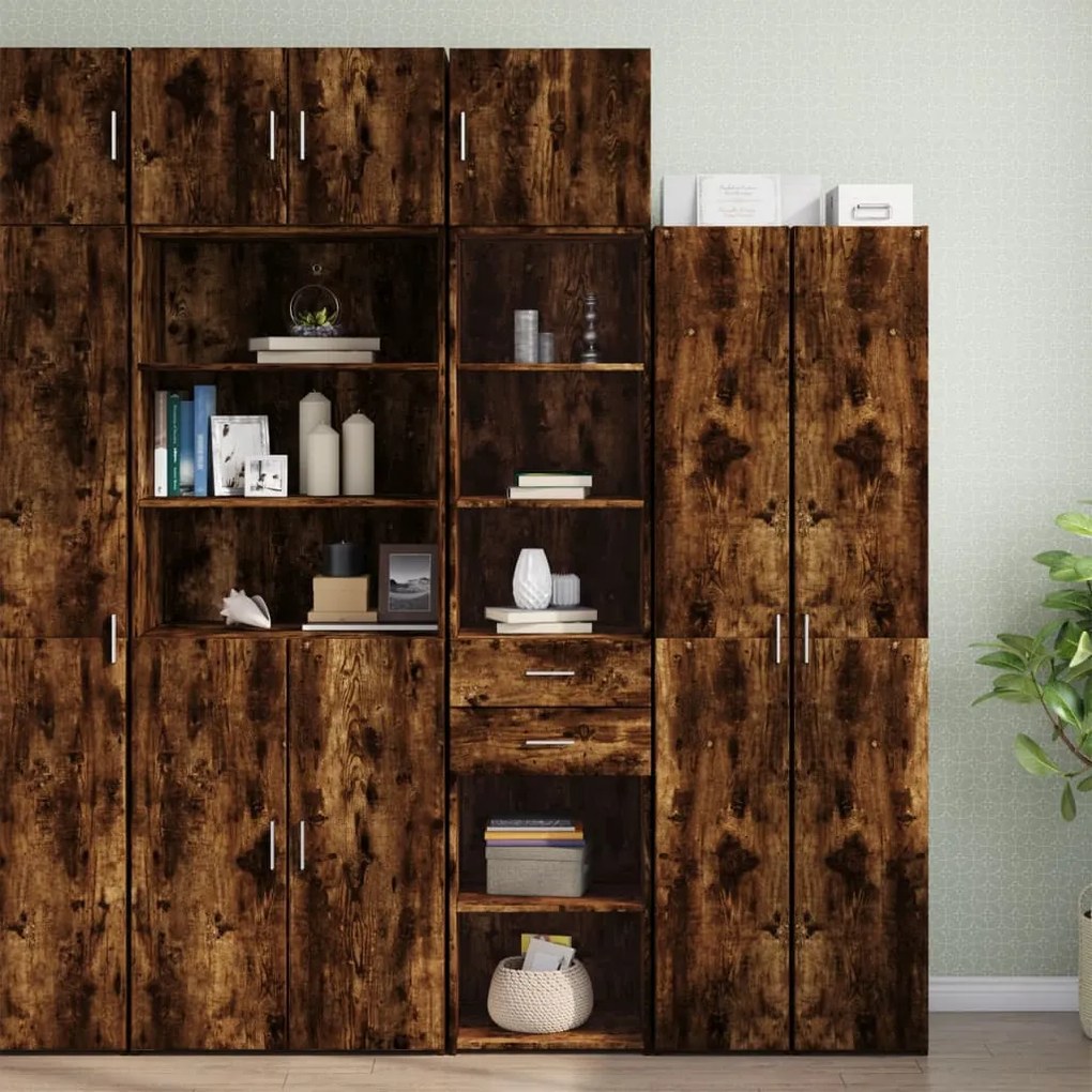 vidaXL Dulap de depozitare slim, stejar fumuriu, 45x42,5x225 cm, lemn