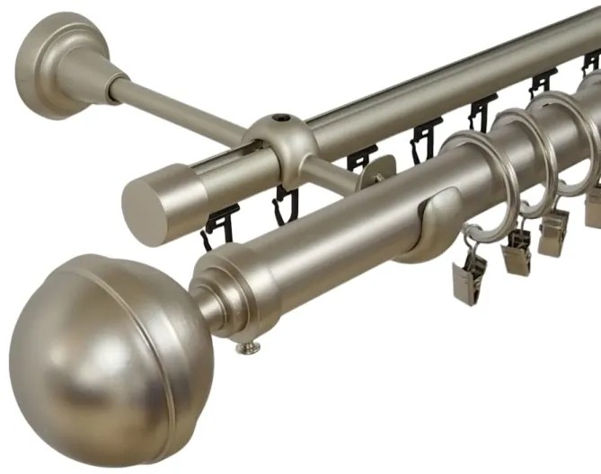 Galerie dubla kula lux , teava neteda si profil,grosime 25 si 19mm, crom mat (Alege marime: 320 cm)