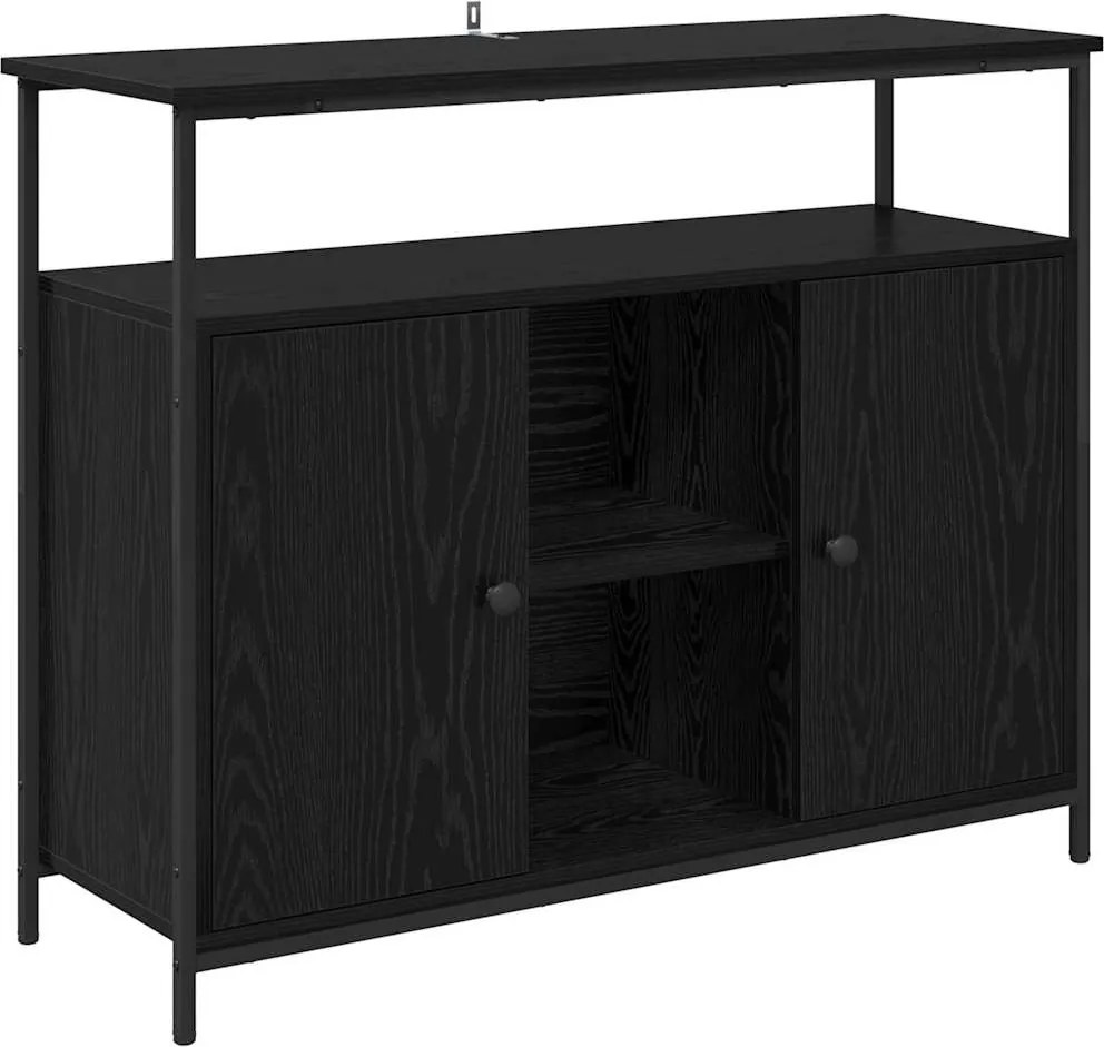 vidaXL Bufet Stejar Negru 100 x 35 x 80 cm Lemn compozit