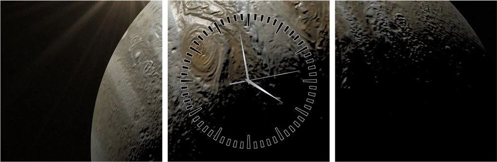 Tablou cu planetă în cosmos (cu ceas) (90x30 cm)