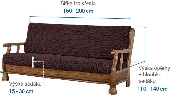 Nueva Textura Huse care se întind foarte bine NIAGARA ciocolatei 3fotoliu cu manere de lemn (l. 160 - 200 cm)