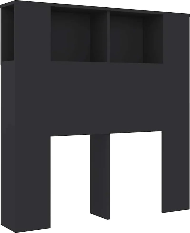 vidaXL Tăblie de pat cu dulap, negru, 100x18,5x102,5 cm