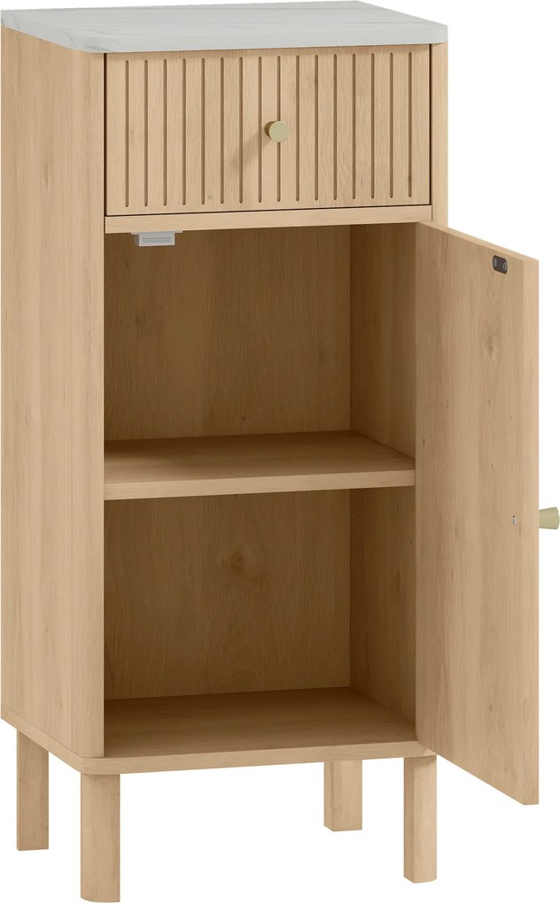 Dulap de baie HOMCOM slim cu sertar și ușă, pentru sufragerie, salon, living, bucătărie, 36 x 30 x 80 cm, stejar | Aosom Romania