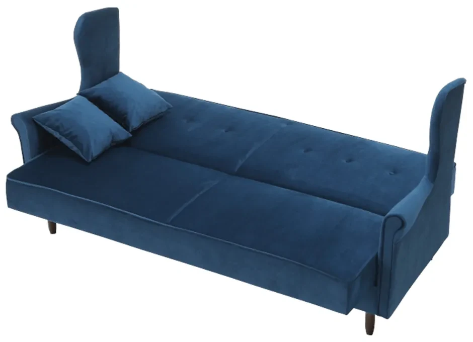 Canapea extensibilă, material textil albastru, COLUMBUS