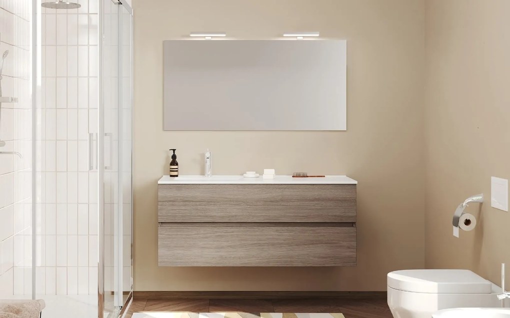 Set lemn masiv Mobilier Baie Suspendat Craig 120cm - Natur texturat