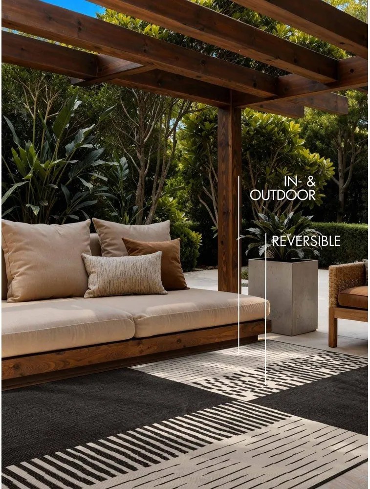 Covor pentru exterior și interior negru/crem 200x300 cm Haringey Acacia – Ted Baker