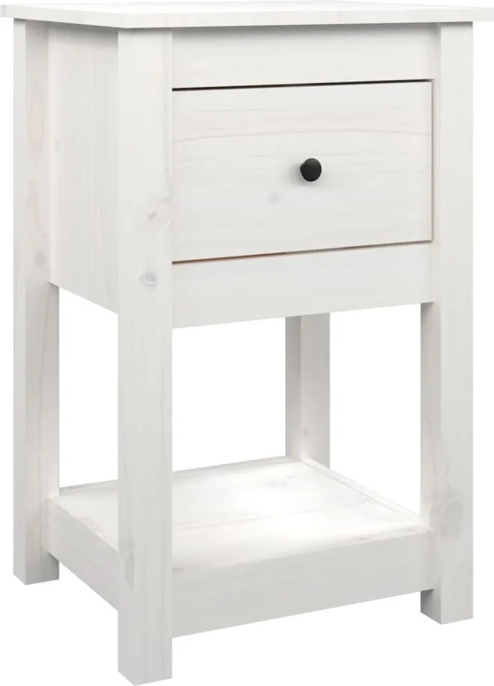 vidaXL Noptieră, alb, 40x35x61,5 cm, lemn masiv de pin