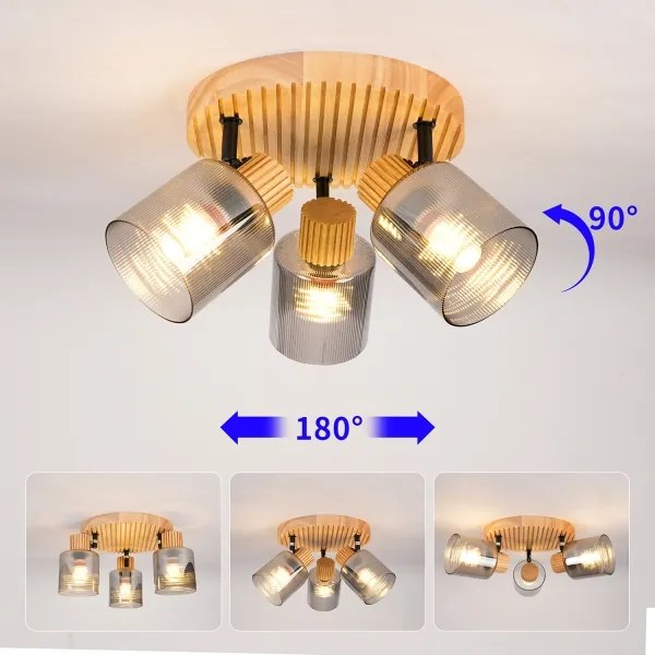 Brilagi - Lampă spot HYGGE 3xE14/15W/230V, lemn/fumuriu