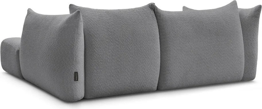 Colțar gri cu tapițerie din țesătură bouclé (cu colț pe partea dreaptă/cu șezlong) Azra – Bobochic Paris