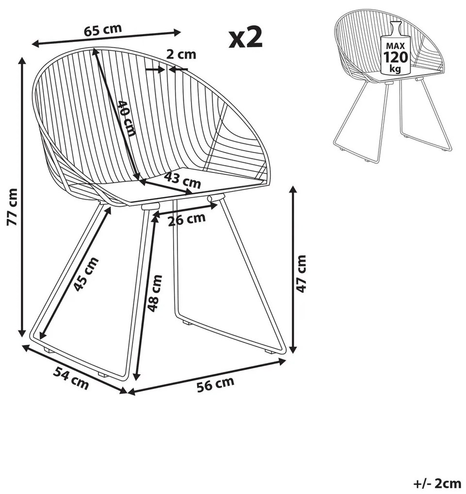 Set 2 buc. scaune pentru sufragerie Auron (auriu). 1010038