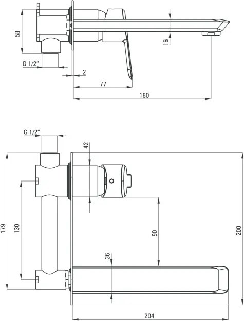 Arnika baterie lavoar / cada incastrata cu pipa