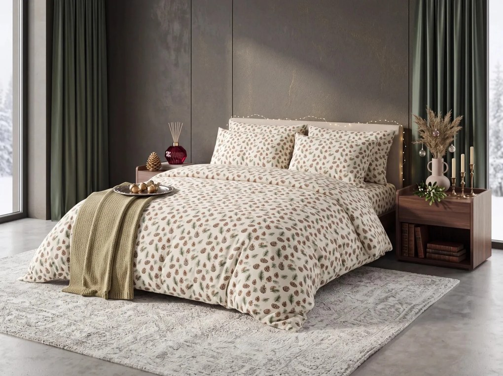 Lenjerie de pat din bumbac PINE CONES colorata Dimensiune lenjerie de pat: 2 buc 70 x 90 cm | 200 x 220 cm