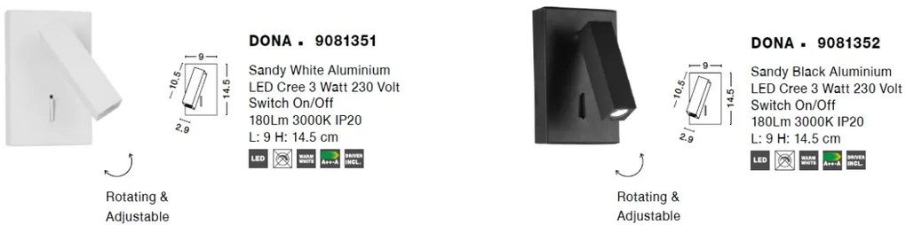 Aplica moderna cu reader LED directionabil Dona neagra NVL-9081352