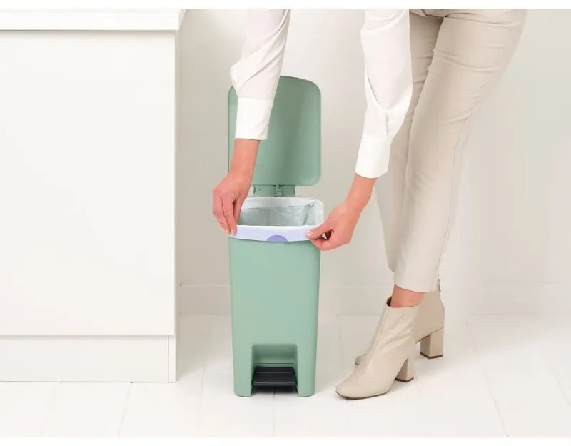 Coș cu pedală Brabantia StepUp 1008481, 16 L, Materiale ecologice, Deschidere mare, Verde deschis