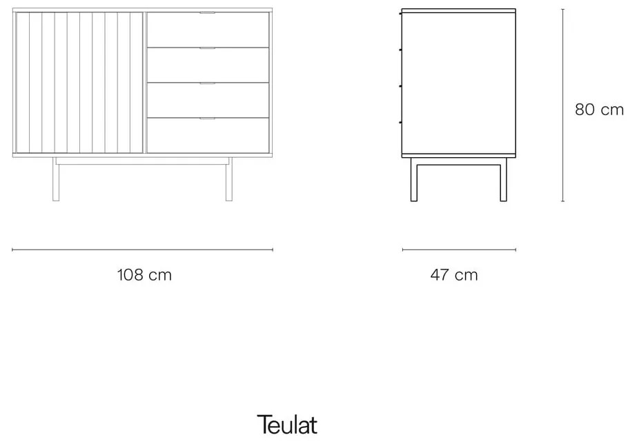 Comodă neagră/în culoare naturală joasă cu aspect de lemn de stejar 108x80 cm Sierra – Teulat