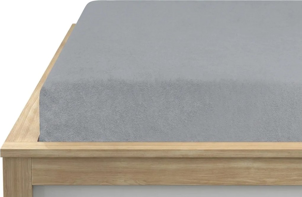 Cearsaf elastic din fleece MOLTON gri 180 x 200 cm