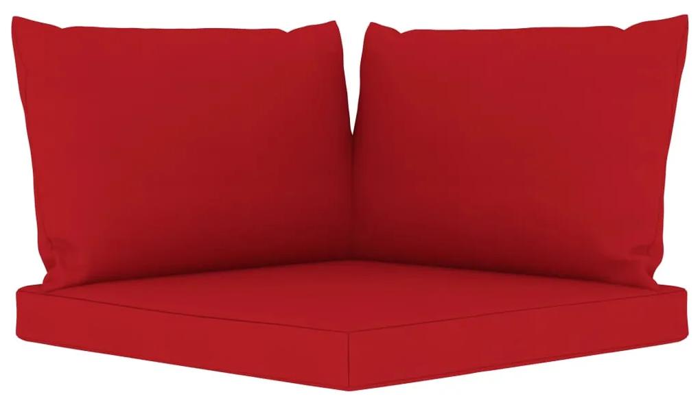 Set mobilier de gradina cu perne rosii, 8 piese Rosu, 3x colt + 3x mijloc + suport pentru picioare + masa, 1