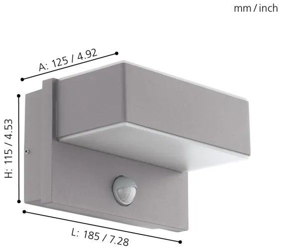 Eglo 97159 - LED Aplica perete exterior cu senzor AZZINANO 2xLED/5,6W/230V