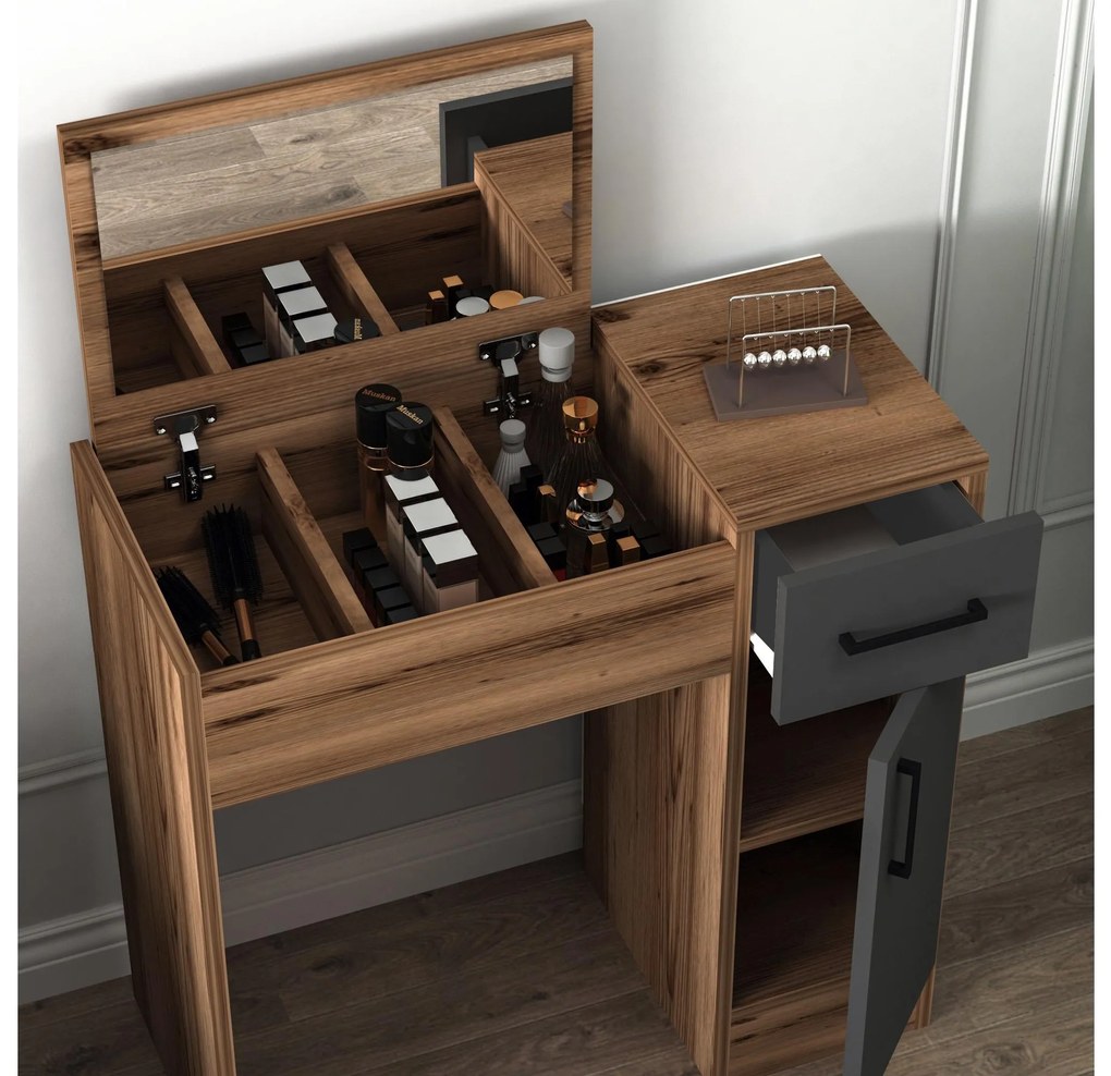Măsuță de toaletă Nukela 2 (Nuc deschis + antracit) . 1094105