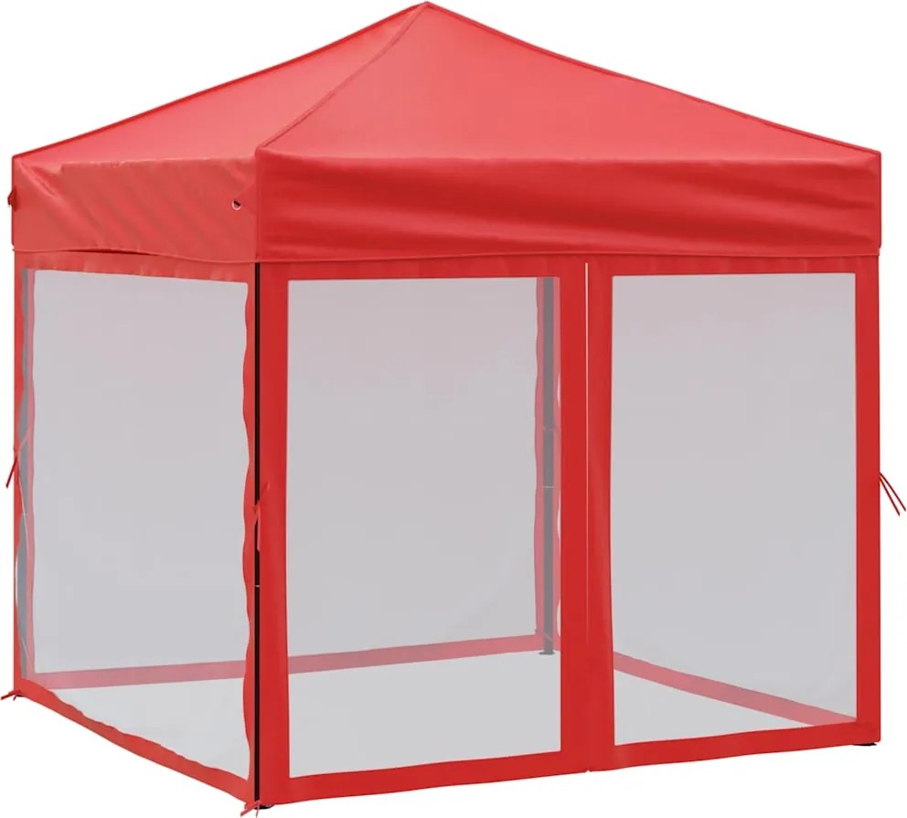 vidaXL Cort pliabil pentru petrecere, pereți laterali, roșu, 2x2 m