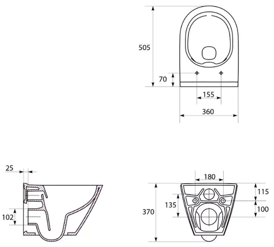 Vas wc suspendat rimless Cersanit City Oval cu capac soft close inclus, alb lucios