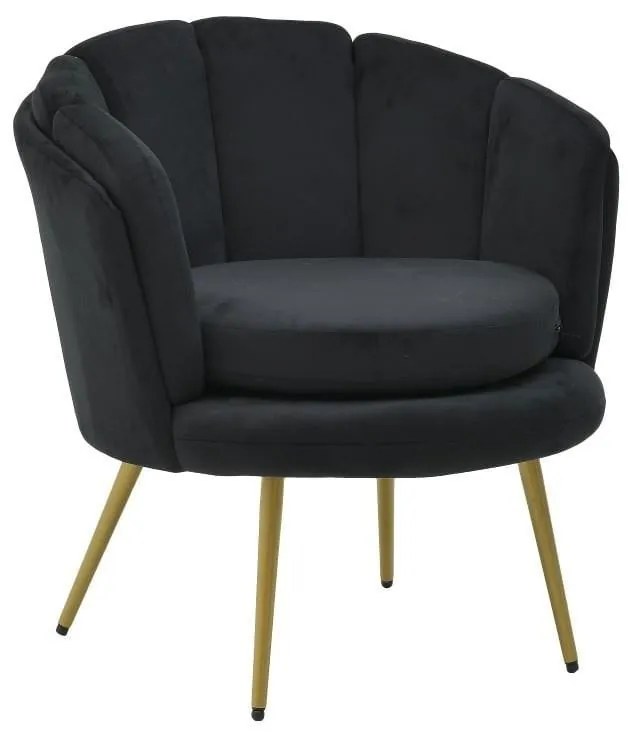 Fotoliu cu picioare metalice Coquille Noire 80 cm