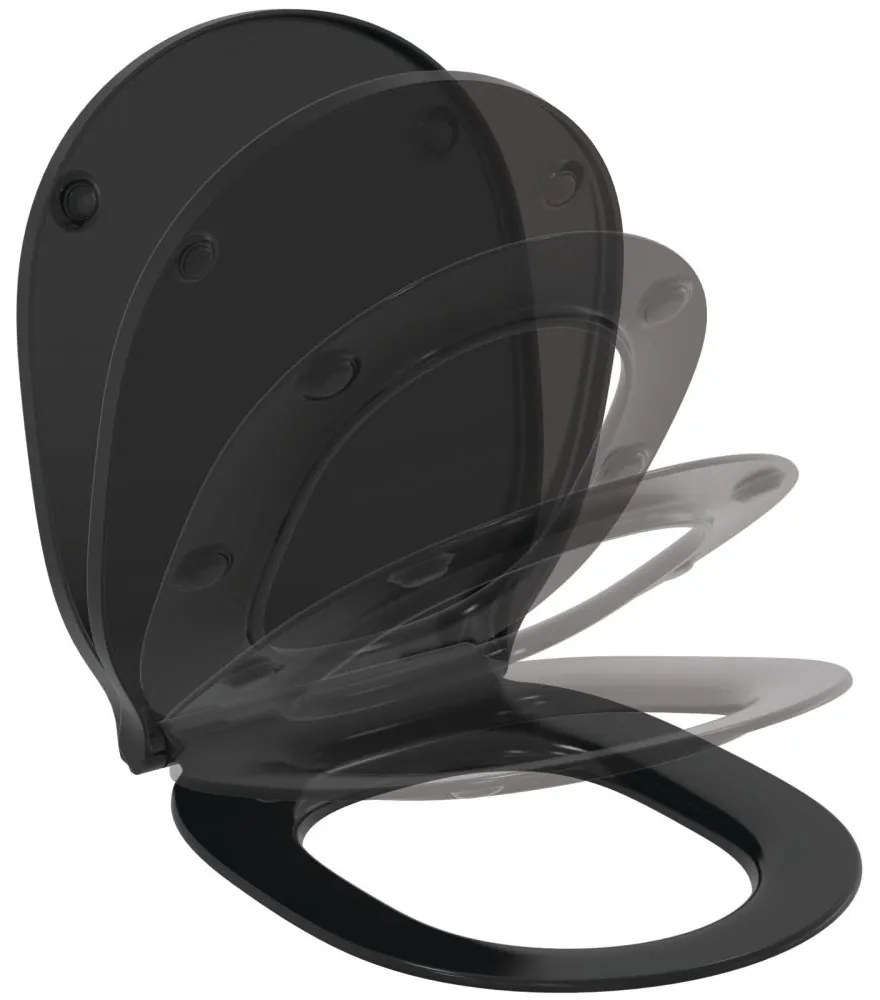 Capac WC wrapover, Soft-Close, negru Negru mat