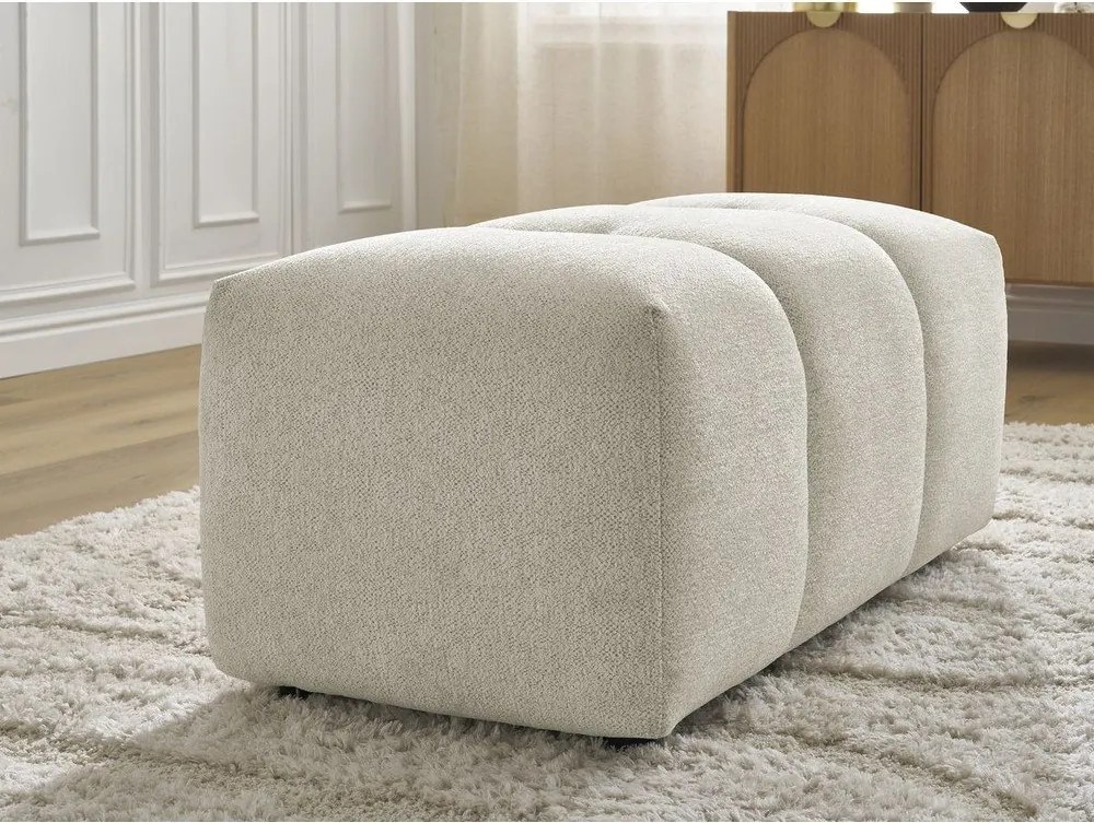 Taburet alb cu tapițerie din chenille Roxelane – Bobochic Paris