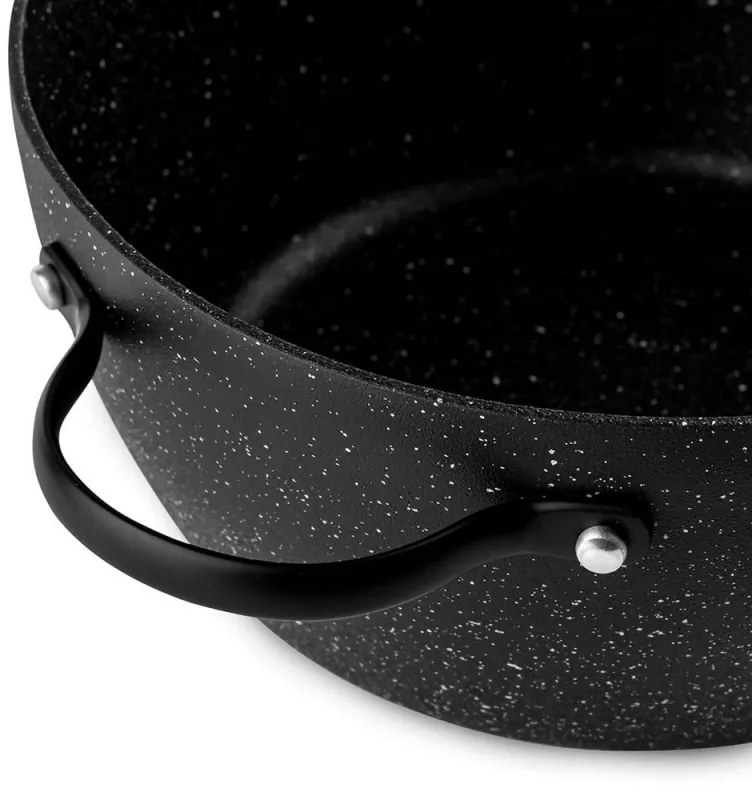 Cratiță Luigi Ferrero Symphony FR-2410, 24x11.5 cm, 4.3 l, Acoperire antiaderentă, Capac din sticlă cu gaură pentru abur, Mânere din oțel cu PVD, Inducție, Marmură neagră