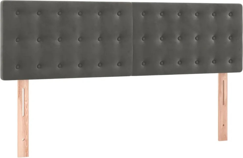 vidaXL Tăblii de pat, gri închis, 144x5x78/88 cm, catifea