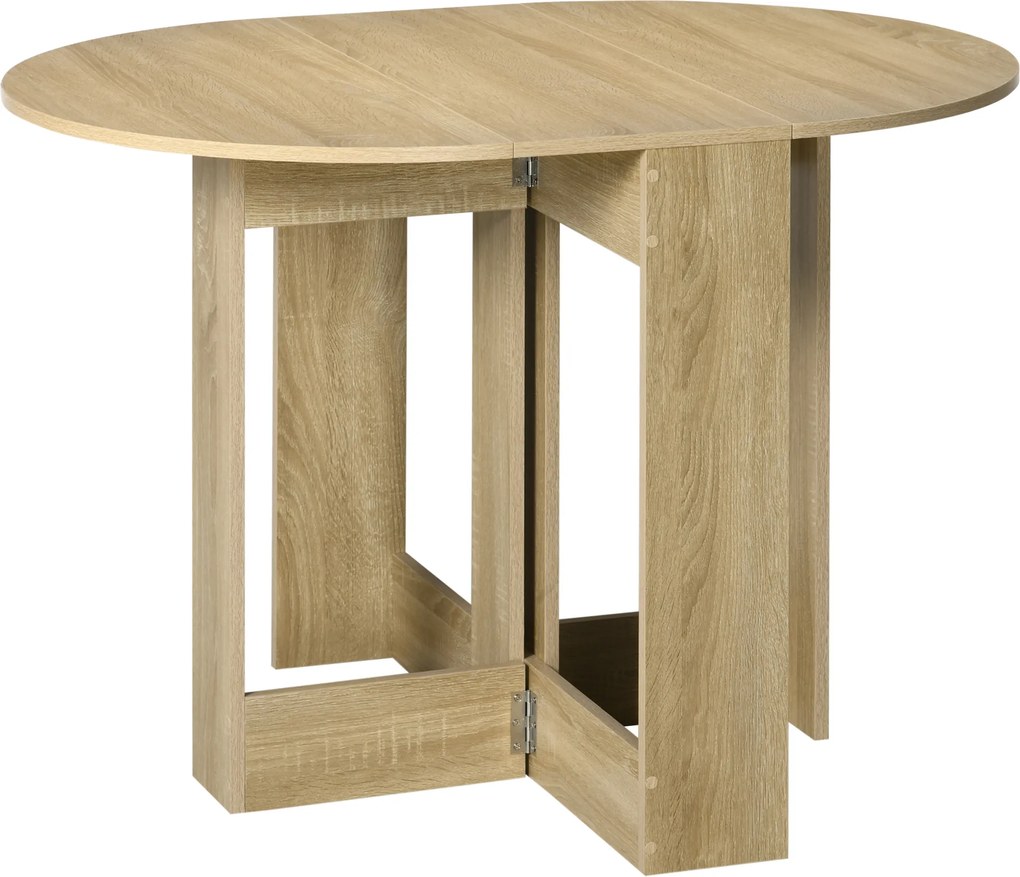 HOMCOM Masă Pliantă cu 2 Extensii Rabatabile, Masă Extensibilă cu Spațiu de Economisire, 104x76x73,7 cm, Lemn Natural | Aosom Romania
