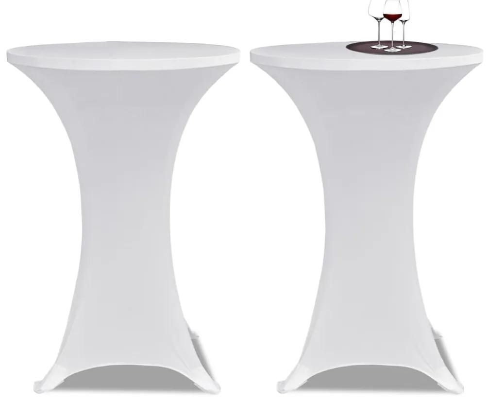 vidaXL Faţă de masă pentru mese inalte Ø 80 cm alb elasticizată 2 buc