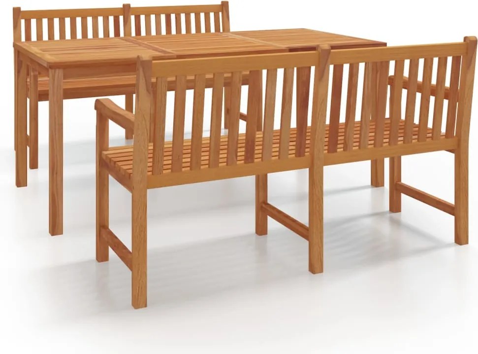 vidaXL Set de masă pentru grădină, lemn masiv de tec, 3 piese