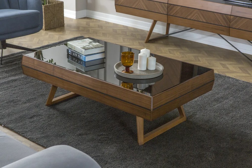 Set mobilier aden cu masa extensibila, comoda tv, cosola, etajera de perete cu polita si oglinda