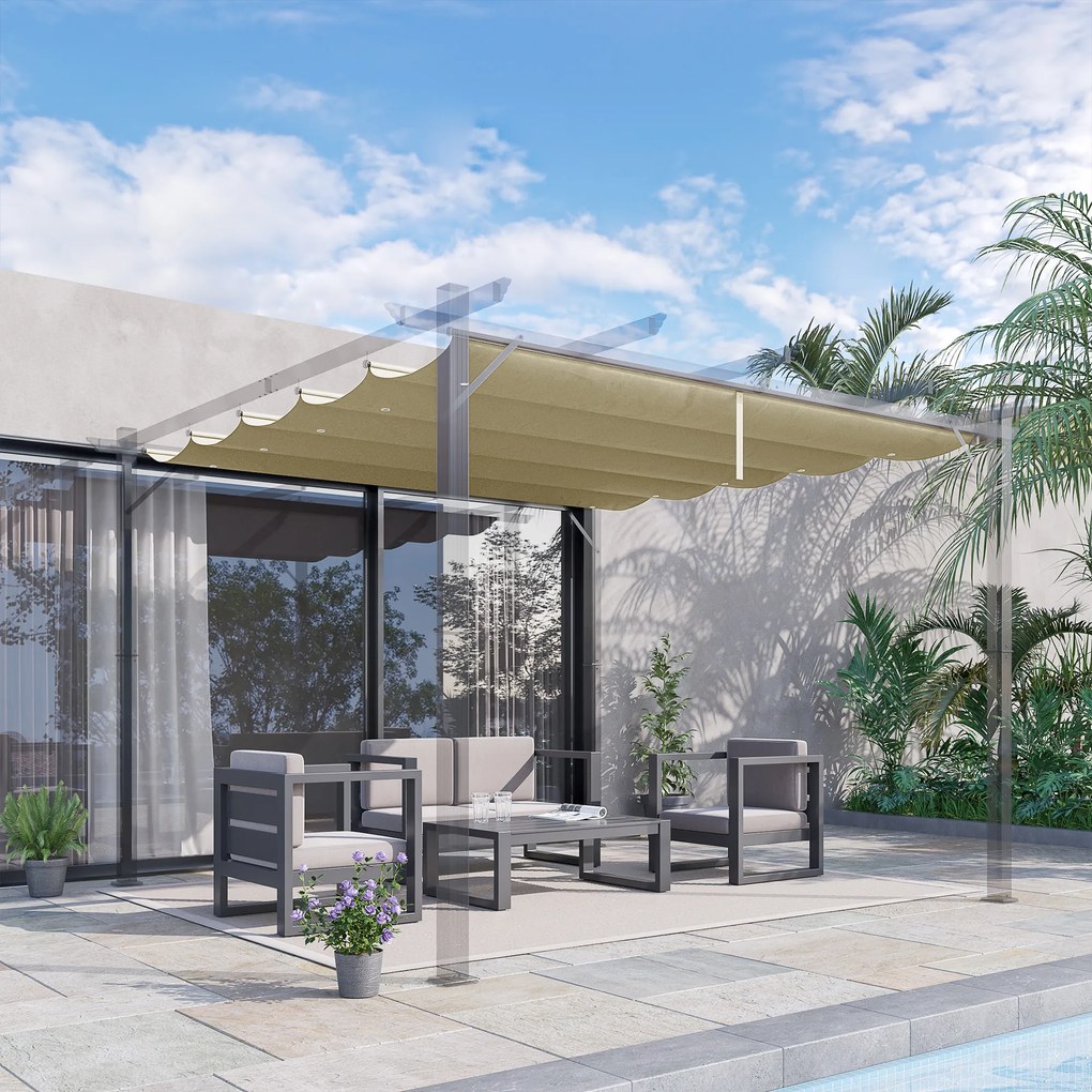 Outsunny Acoperiș pentru pergolă retractabilă de 3 x 3 m - bej | Aosom Romania