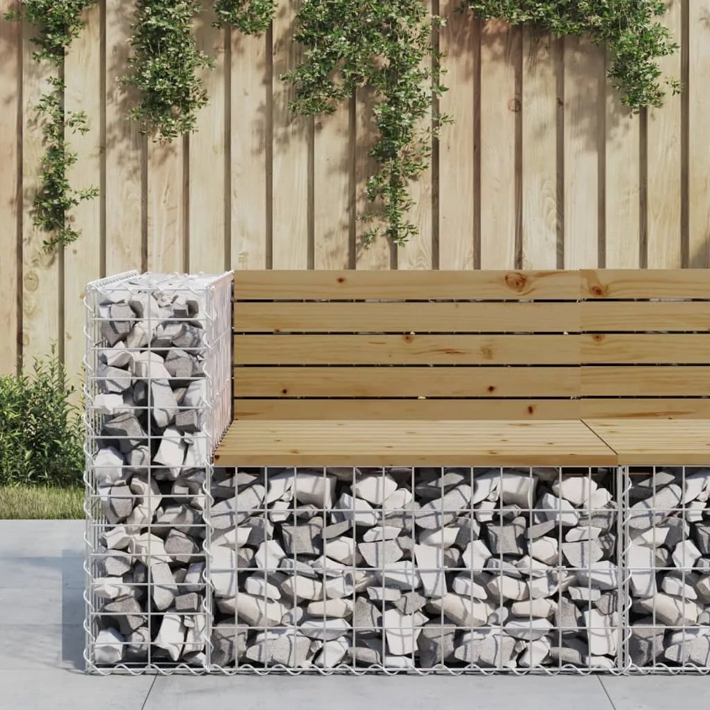 834382 vidaXL Bancă de grădină design gabion 92x71x65,5 cm lemn pin impregnat