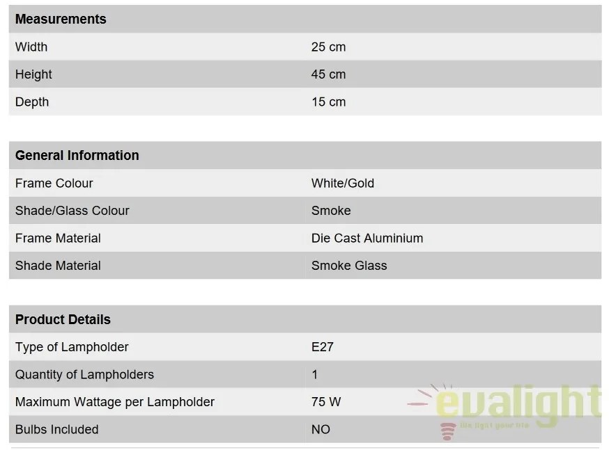Pendul exterior stil clasic IP43 Puchberg AL 11K/82502 weiß-gold/rauch OR