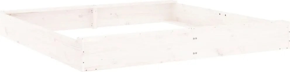 vidaXL Cutie de nisip pătrată cu scaune, alb, lemn masiv de pin