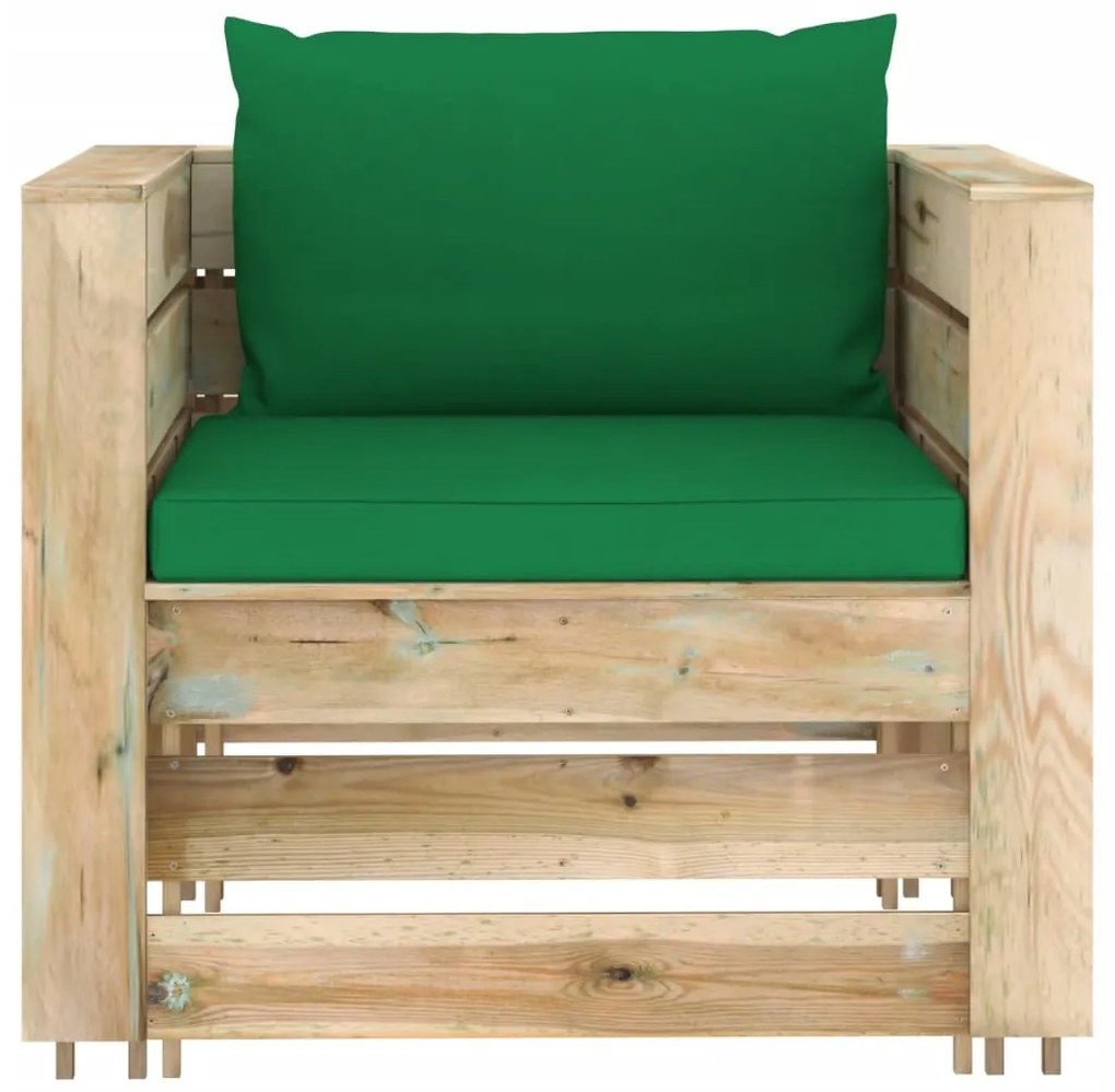 Set mobilier gradina cu perne, 2 piese, lemn tratat verde green and brown, 2