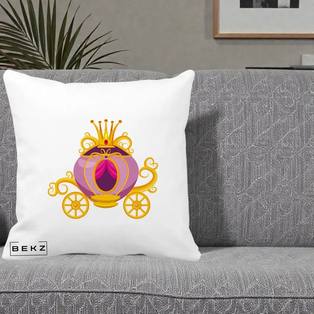 Perna Decorativa Trasura Regala Aurie, 40x40 cm, Alba Mata, Husa Detasabila, Perna Inclusa, BEKZ®
