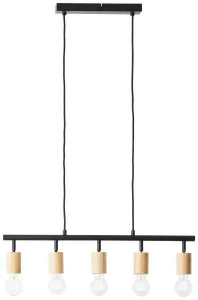 Brilliant - Lustră suspendată pe cablu, 5xE27/28W/230V, negru/bambus